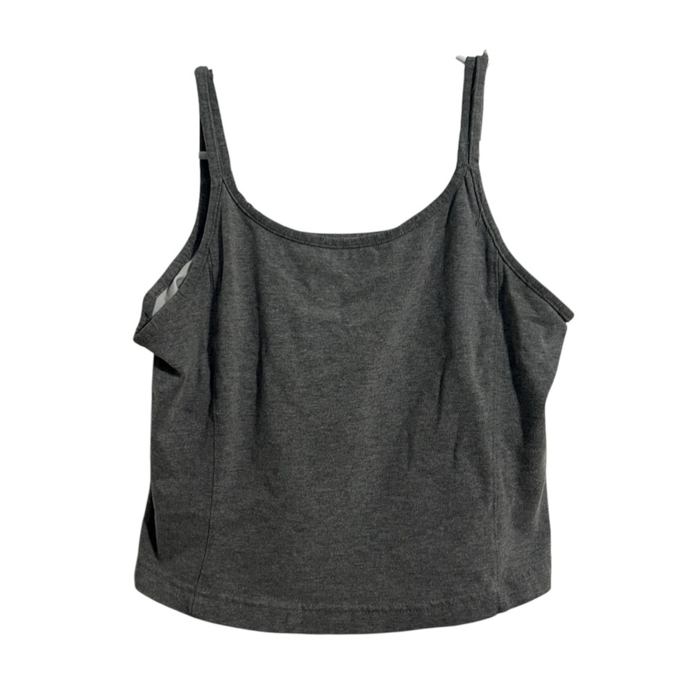 Athletic Works Gray Sleeveless Built in Bra Spaghetti Straps Workout Crop Tank